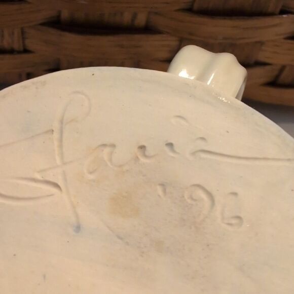 Hand Crafted Blue and Cream Art Pottery Coffee Cups Vintage Tea Mugs Set of 2 - Picture 9 of 12